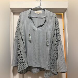 Vintage Havana light blue bell sleeve shirt